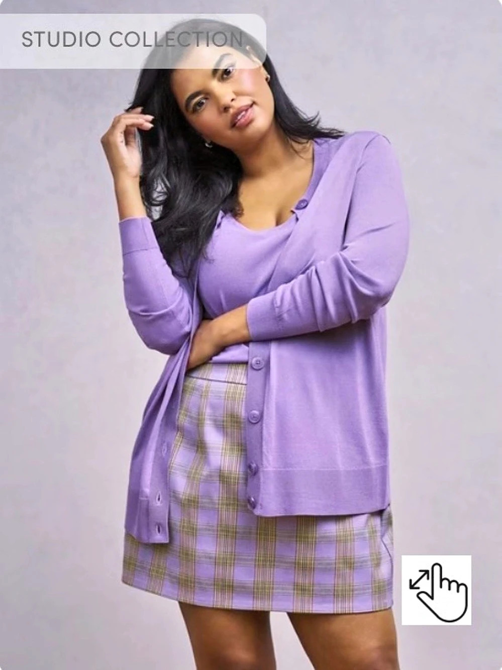 Studio Collection Studio Luxe Semi Sheer Crewneck Cardigan Purple Size 3X NWT